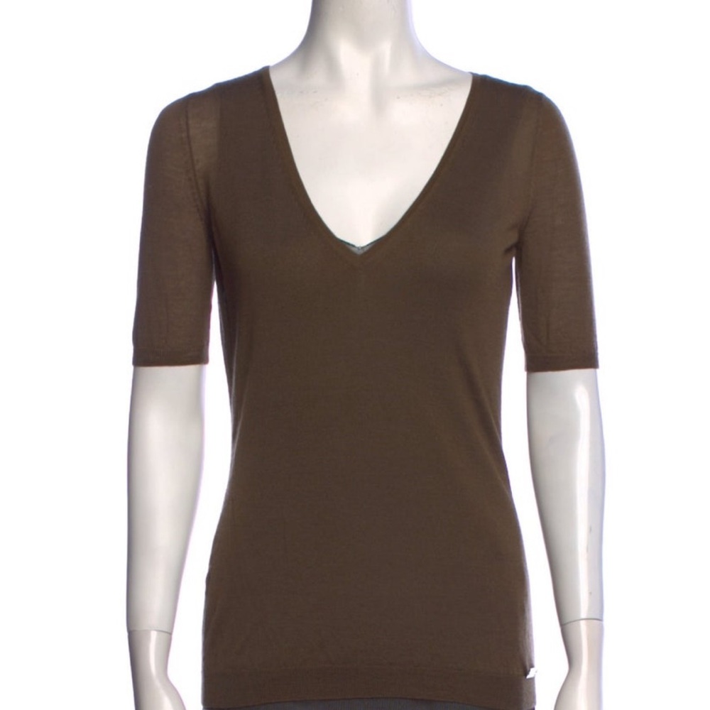Gucci Chocolate Cashmere V-Neck Sweater - Picture 1 of 3